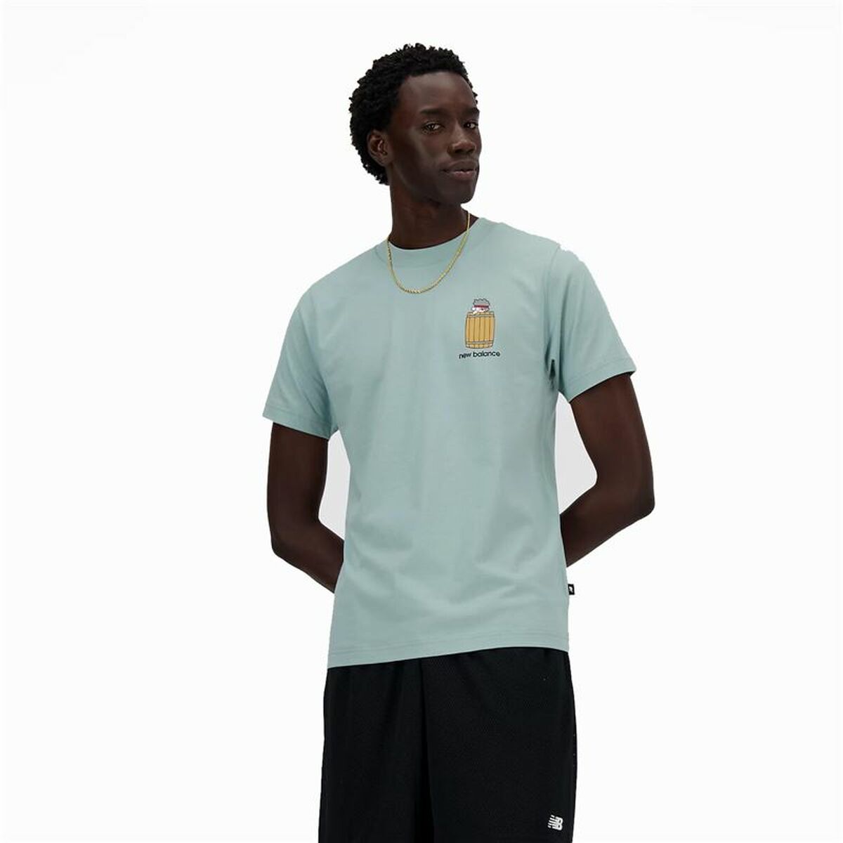 Men’s Short Sleeve T-Shirt New Balance Sport Essentials Barrel Light Blue - Le schmidt