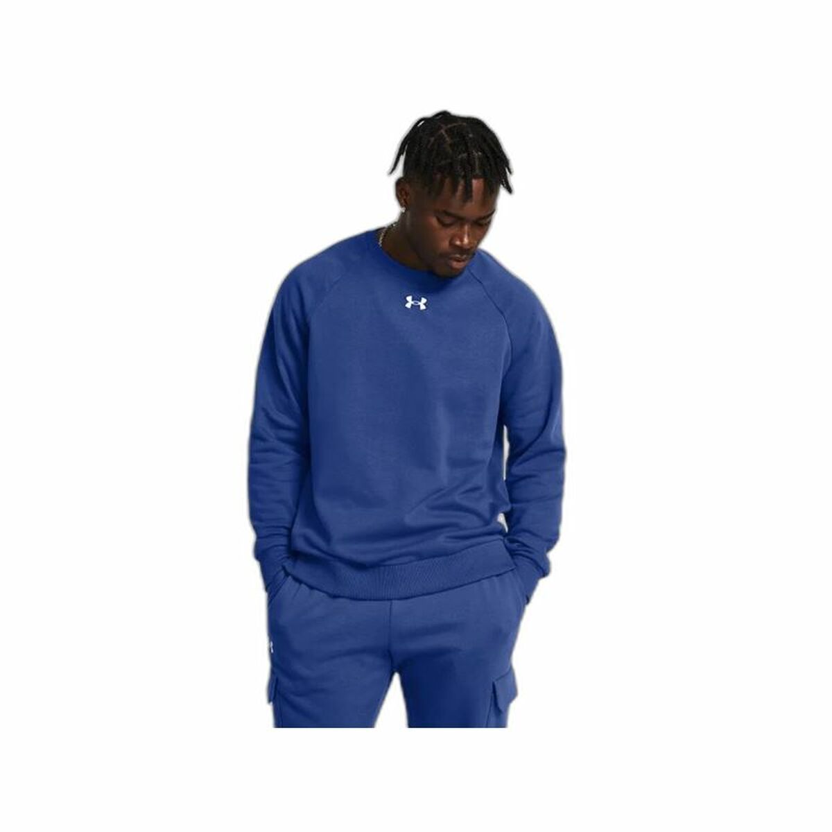 Men’s Sweatshirt without Hood Under Armour Rival Fleece Crew Blue - Le schmidt