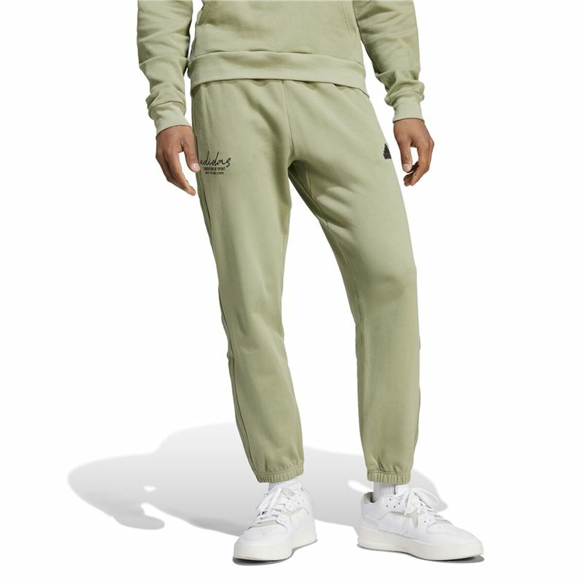 Long Sports Trousers Adidas Brand Love French Terry Green Men - Le schmidt