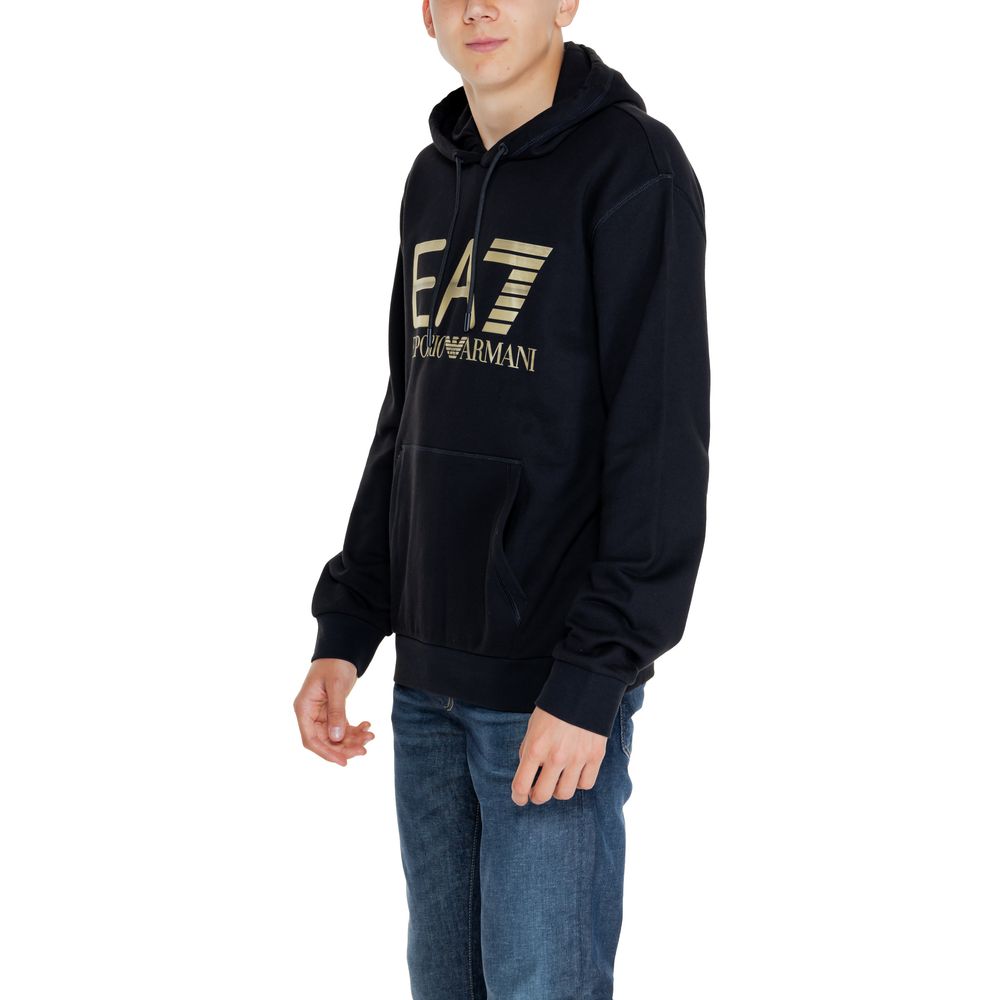 EA7 Emporio Armani Black Cotton Hoodie