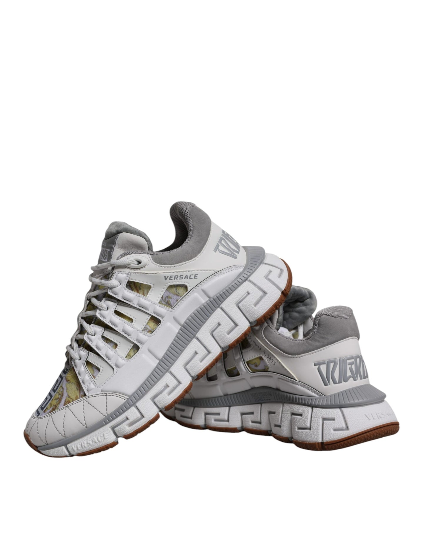 Versace White Trigreca Barocco Print Low Top Sneakers Shoes - Le schmidt