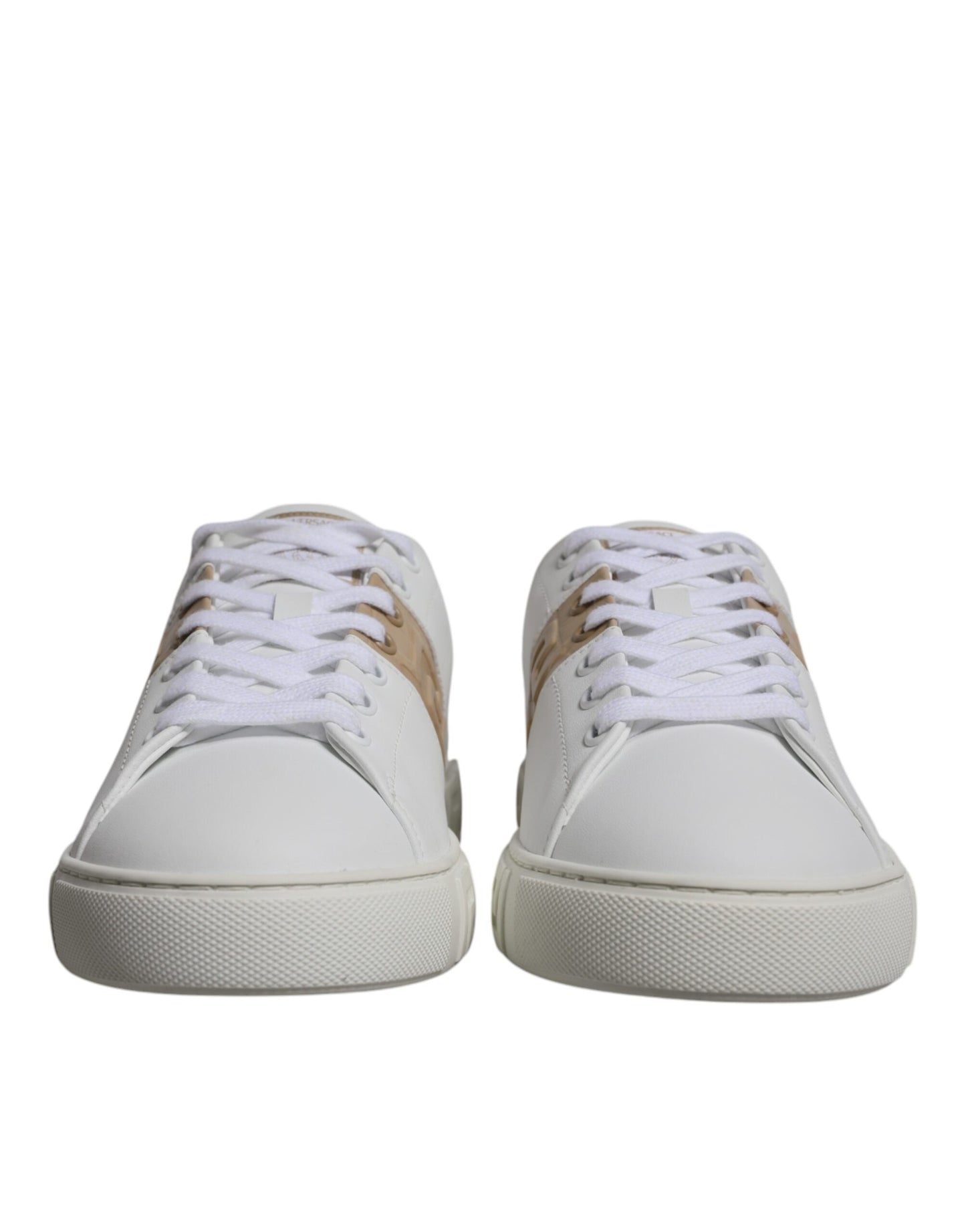 Versace White Brown Greca Print TPU Low Top Men Sneakers Shoes - Le schmidt