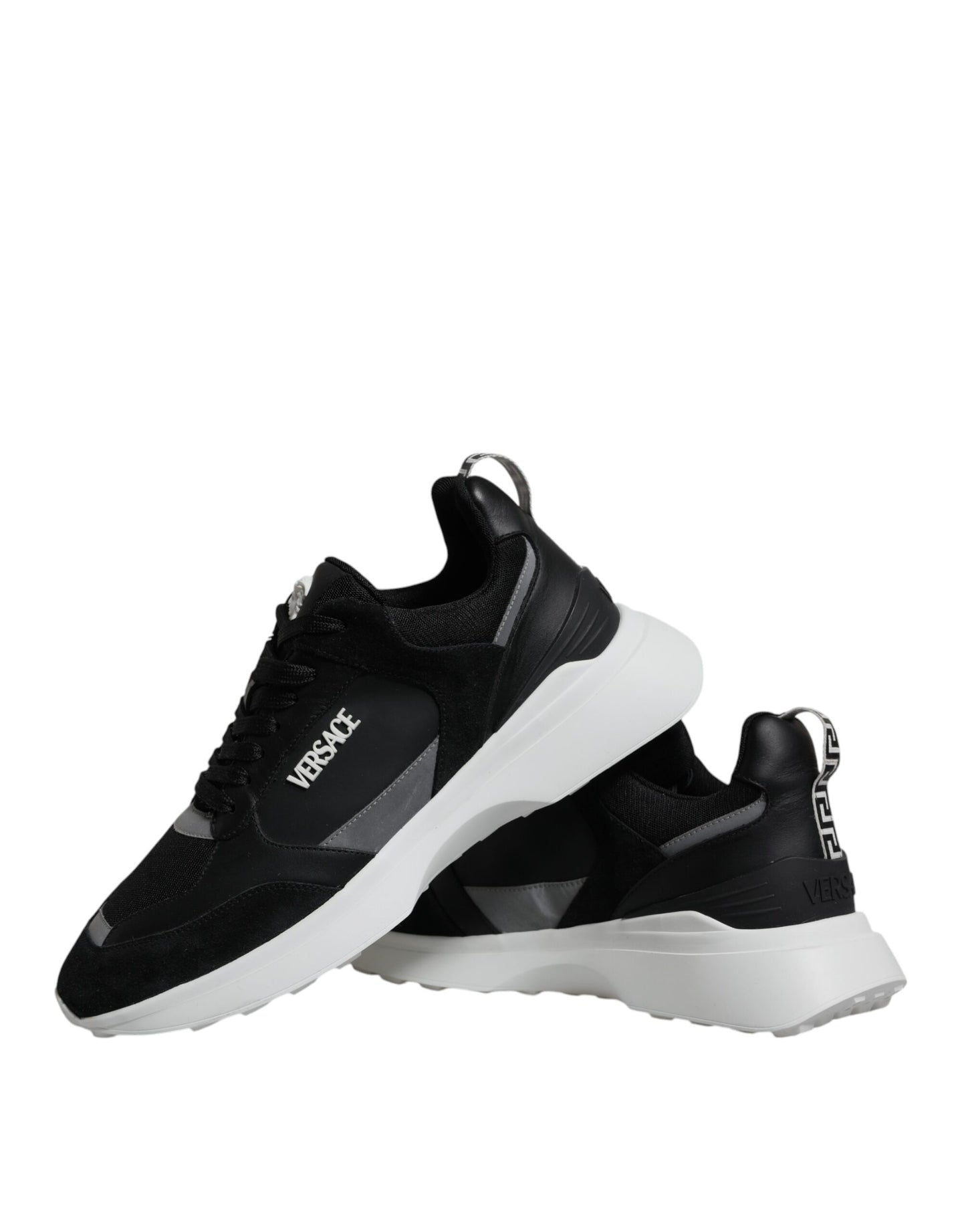 Versace Black Canvas Quad Fabric Medusa Low Top Sneaker Shoes - Le schmidt