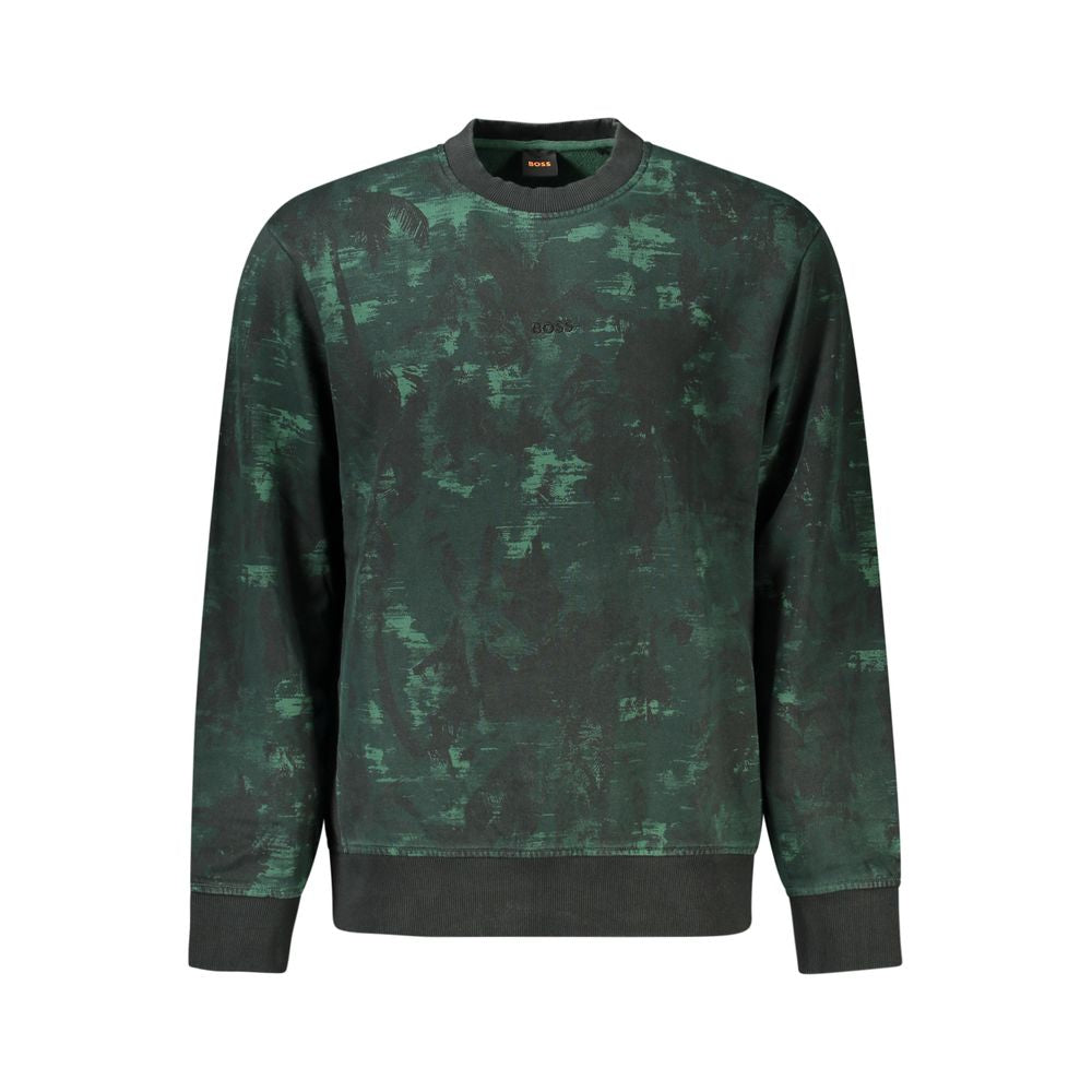Hugo Boss Grøn Bomuld Langærmet Herre Sweatshirt Broderi