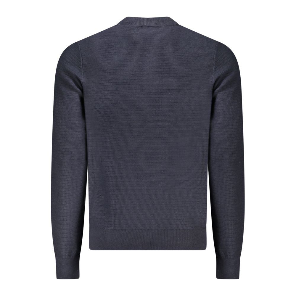 Hugo Boss Blå Bomuld Langærmet Herre Trøje Med Logo