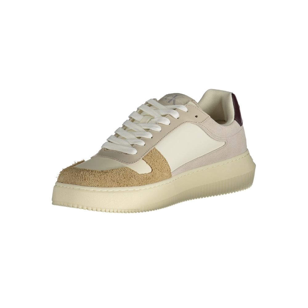 Calvin Klein Beige Polyester Sneakers Med Snørebånd Og Logo