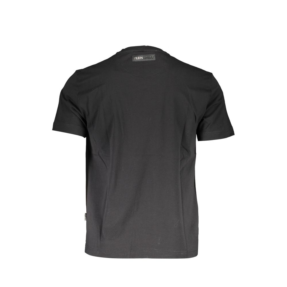 Plein Sport Sort Bomuld Mand T Shirt Med Tryk Fronten