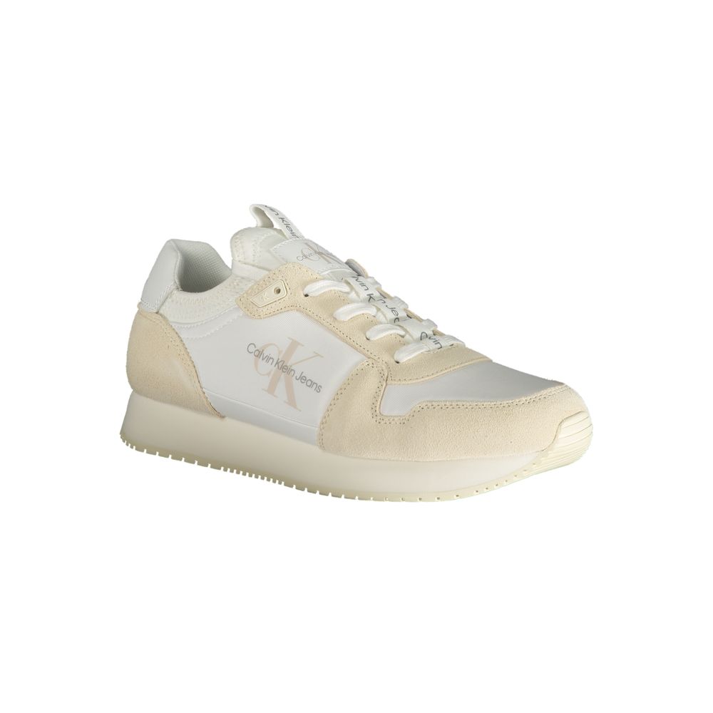 Calvin Klein Hvid Polyester Sneaker Med Snørebånd Logo