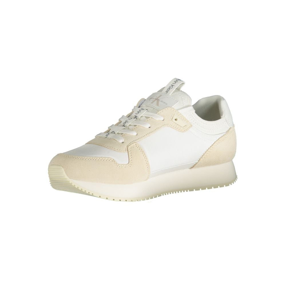 Calvin Klein Hvid Polyester Sneaker Med Snørebånd Logo