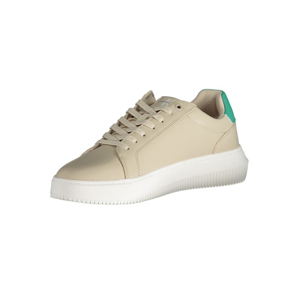 Calvin Klein Beige Polyester Sneakers Med Snørebånd Logo