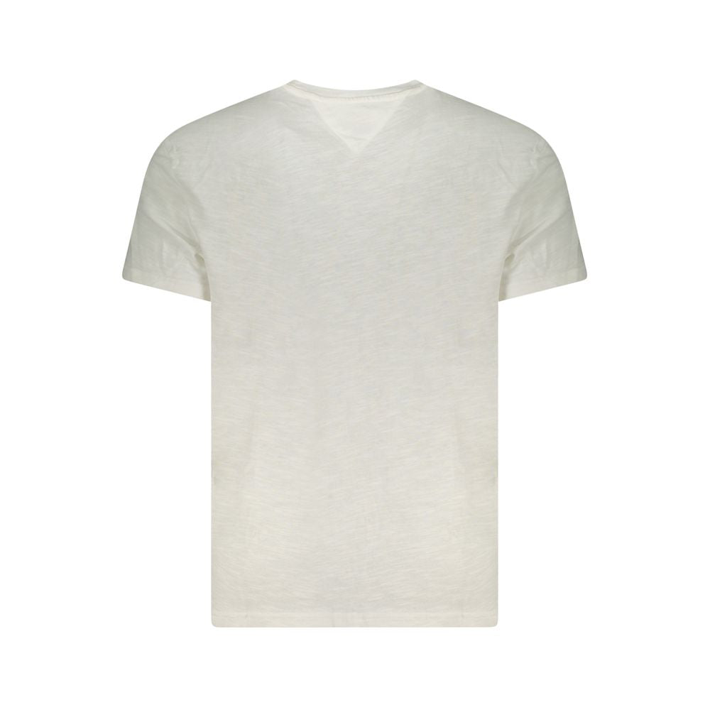 Tommy Hilfiger Hvid Bomuld Herre T Shirt Med Logo Originalt