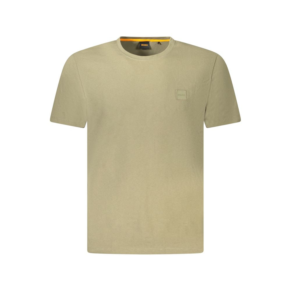 Hugo Boss Grøn Bomuld Herre Tshirt Med Broderi Og Logo