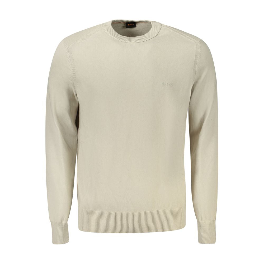 Hugo Boss Beige Bomuldstrøje Med Broderi Og Logo Effekt