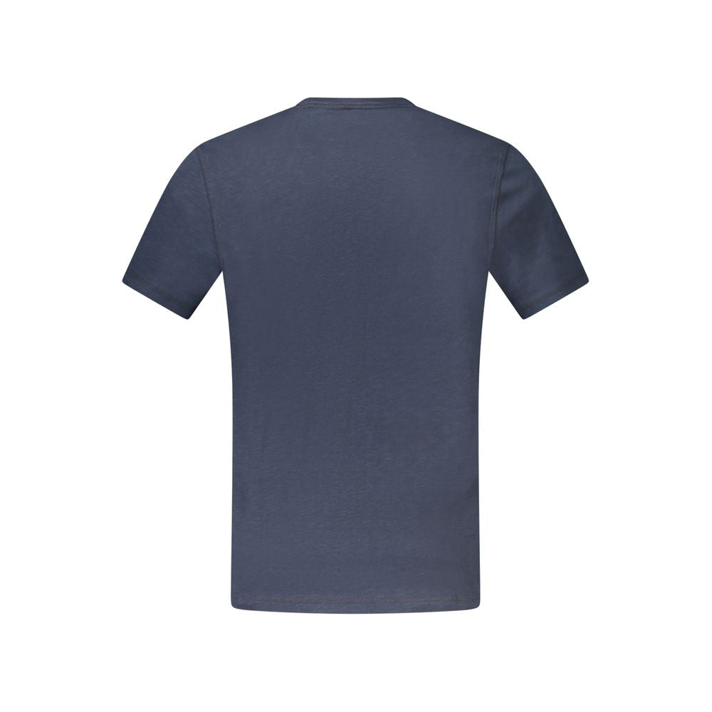 Hugo Boss Blå Bomuld T Shirt Rund Hals Print Logo Premium
