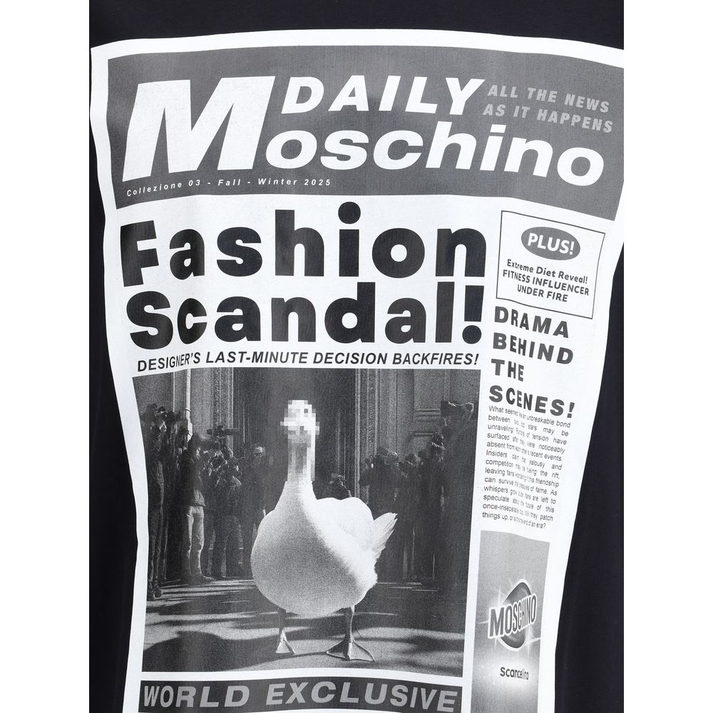 Moschino T Shirt Med Maxi Print Og Monogram Bomuld Kvalitet