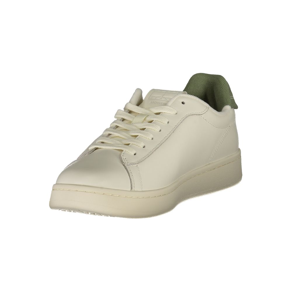 Tommy Hilfiger Hvid Læder Herre Sneaker Grønne Detaljer