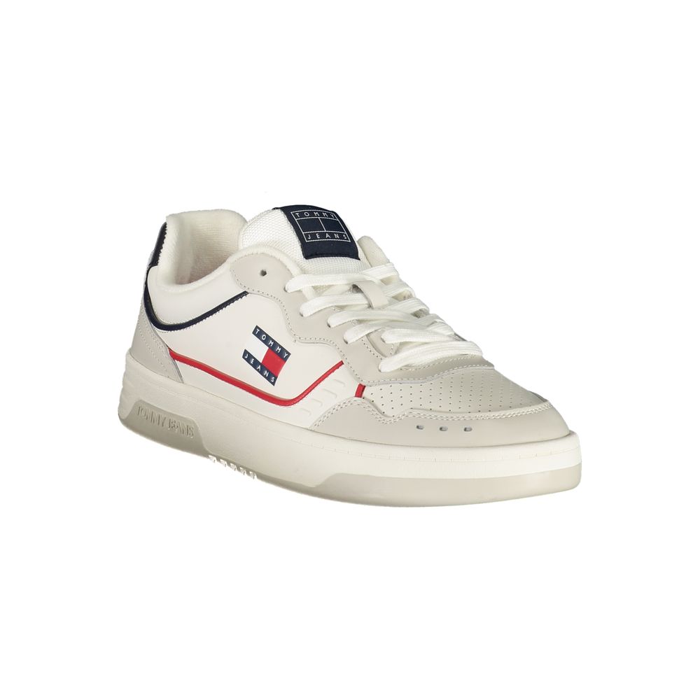 Tommy Hilfiger Hvid Læder Herre Sneakers Til Daglig Brug