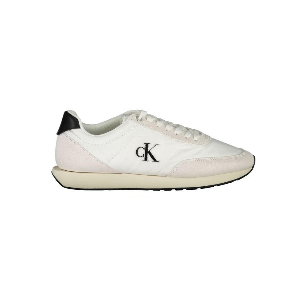 Calvin Klein Hvide Polyester Herresneaker Med Logobroderi