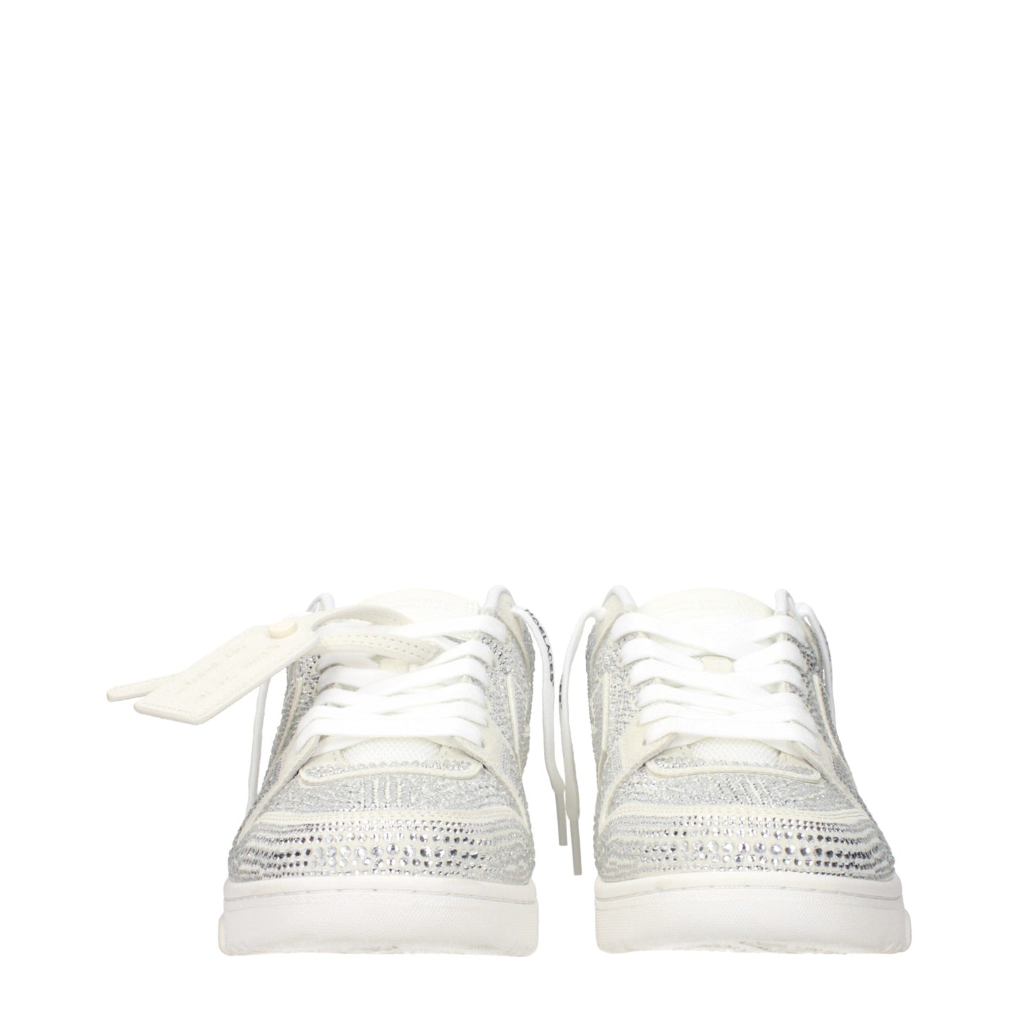 Off White Beige Læder Lav Top Sneakers Front Side Logo