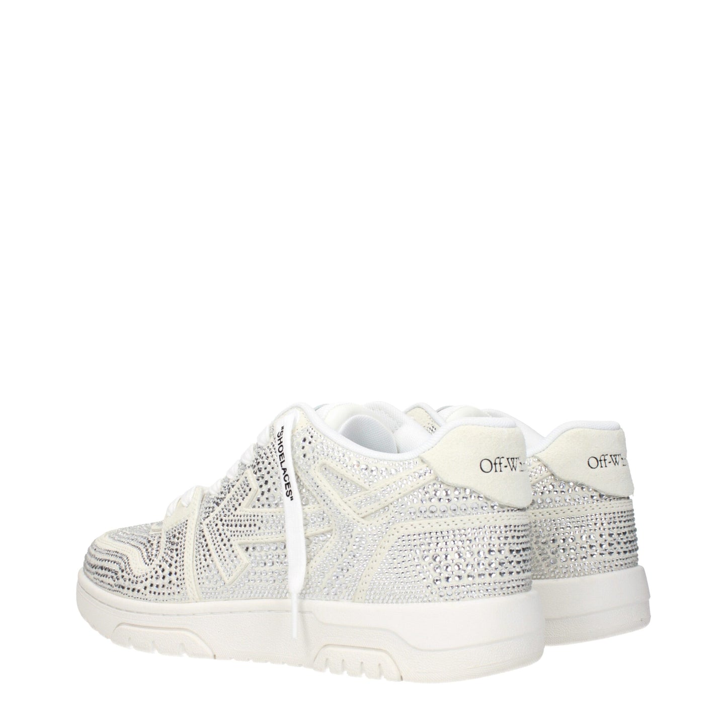 Off White Beige Læder Lav Top Sneakers Front Side Logo