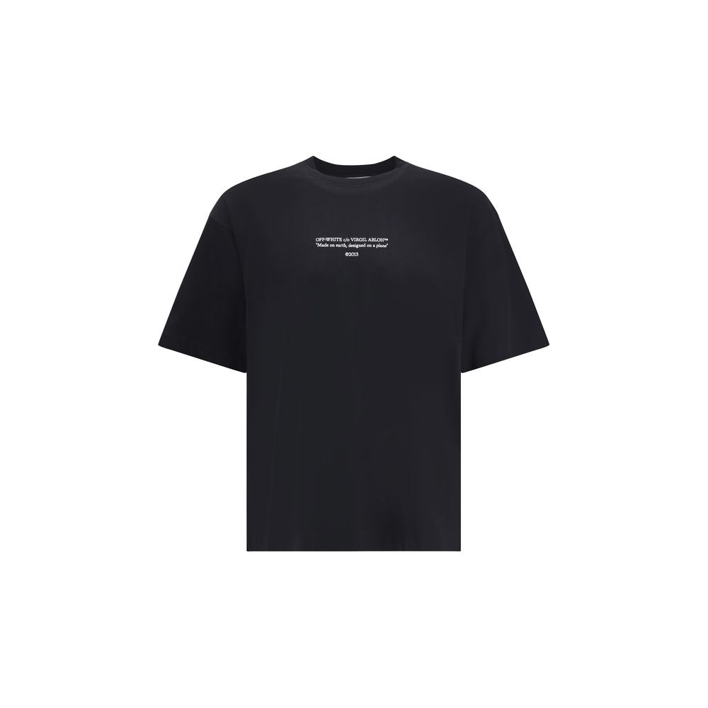 Off White Sort Bomuld Tshirt Med Fronttekst Og Logo Premium