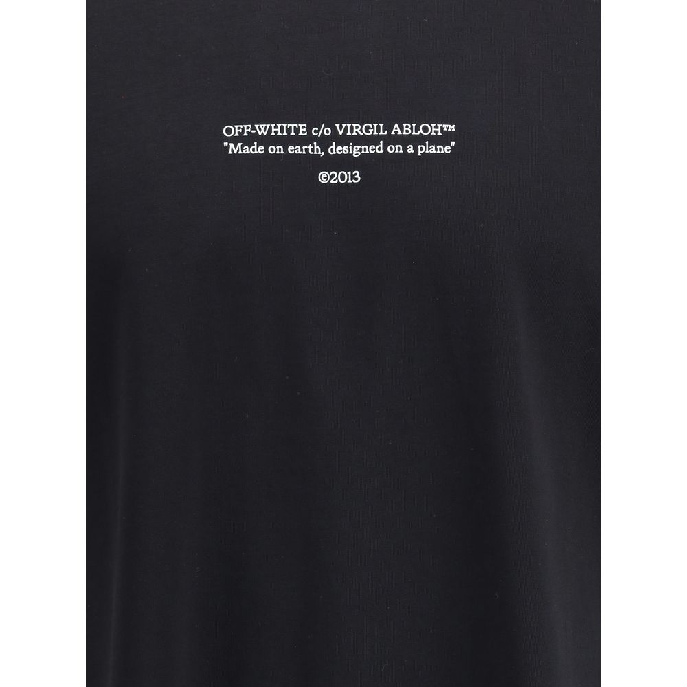 Off White Sort Bomuld Tshirt Med Fronttekst Og Logo Premium