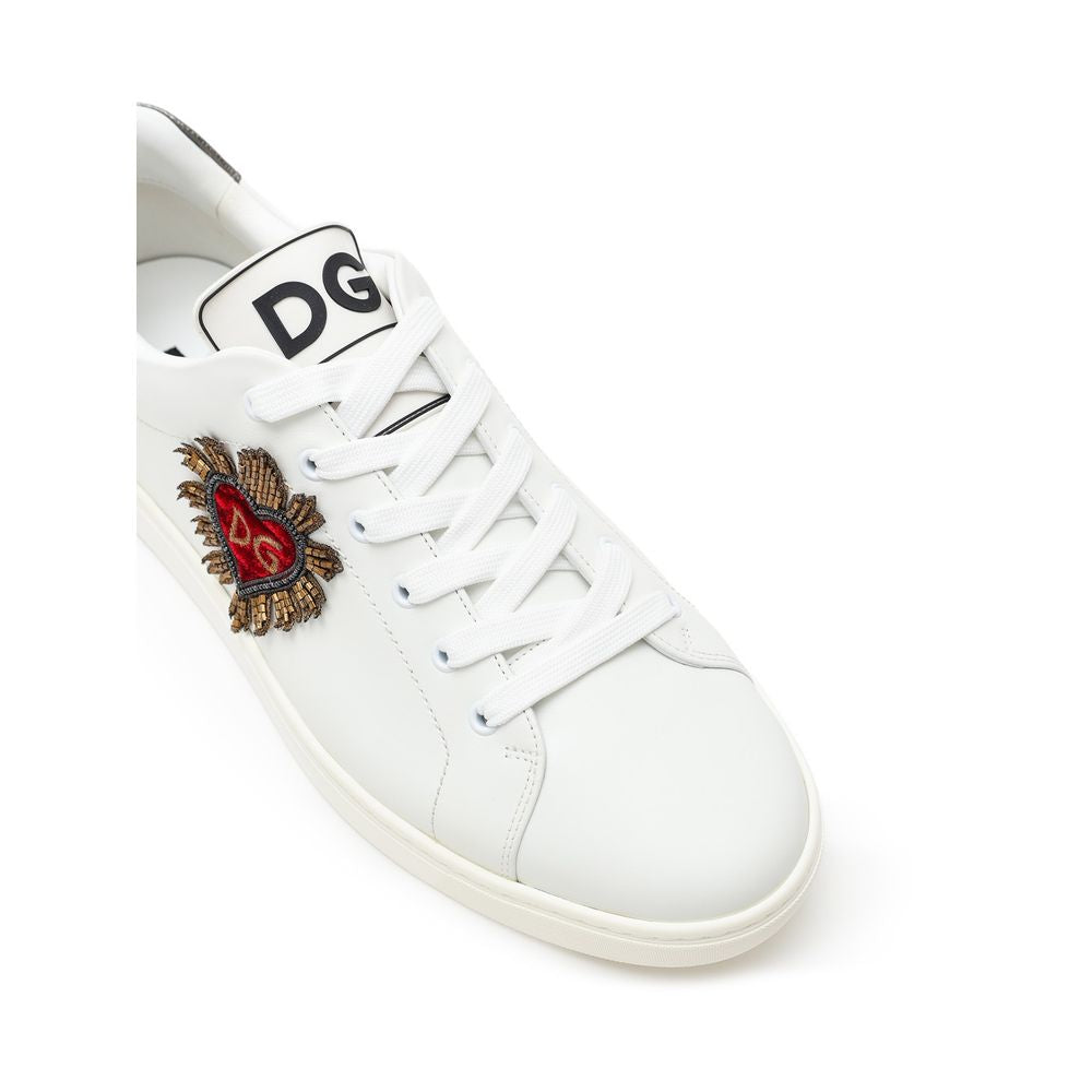 Dolce & Gabbana White Leather Low Top Sneakers