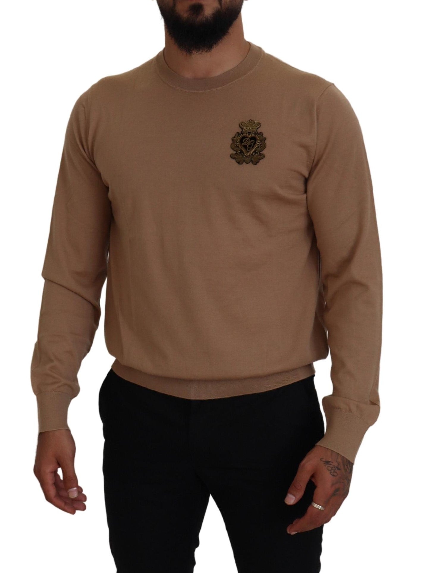 Dolce & Gabbana Beige Cashmere Crown Logo Pullover Sweater - Le schmidt