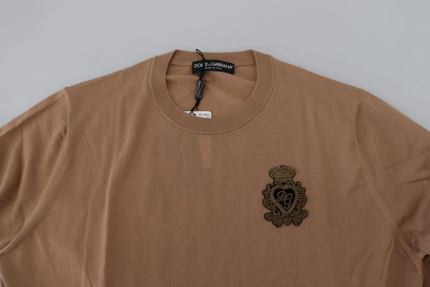 Dolce & Gabbana Beige Cashmere Crown Logo Pullover Sweater - Le schmidt