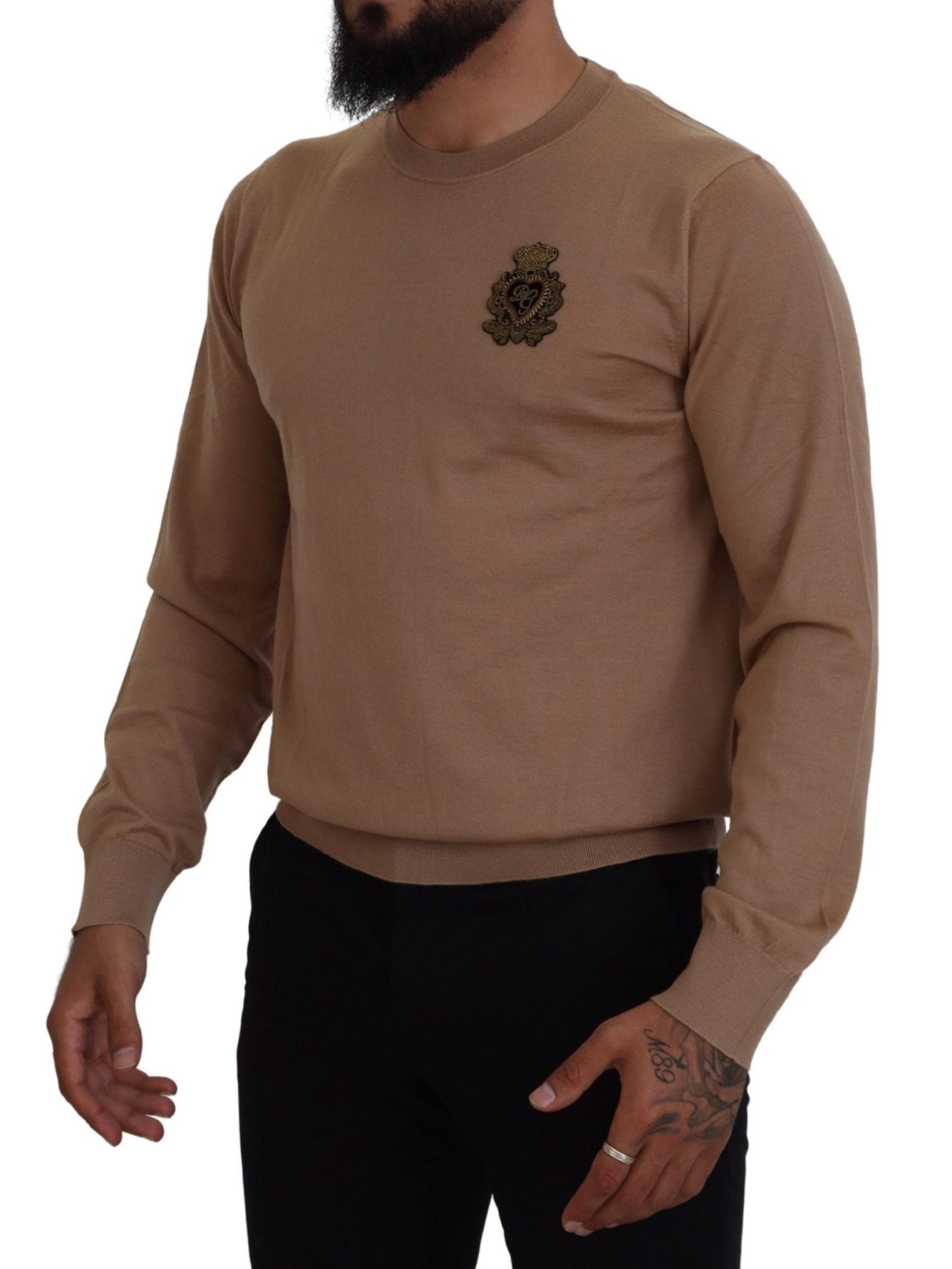 Dolce & Gabbana Beige Cashmere Crown Logo Pullover Sweater - Le schmidt