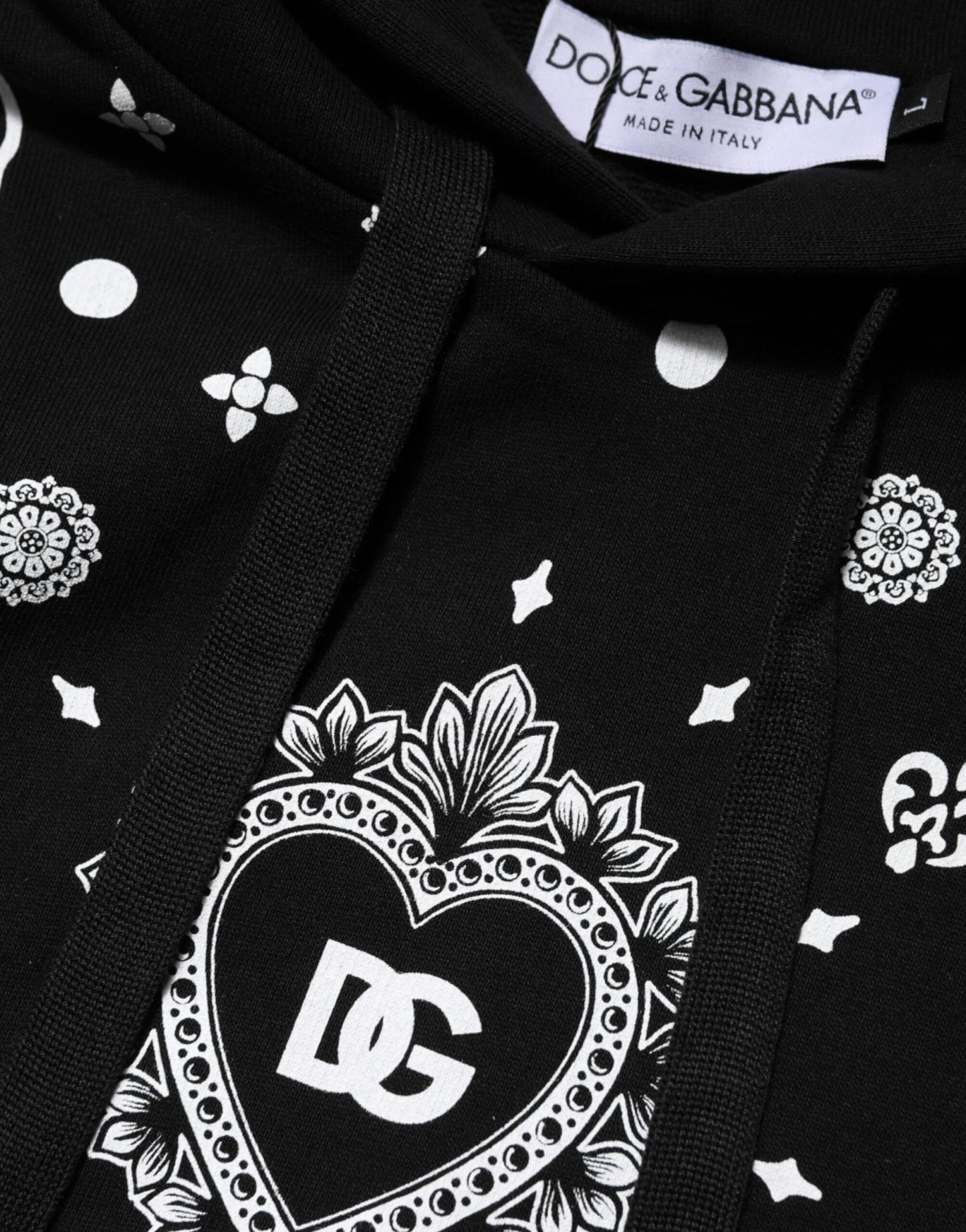 Dolce & Gabbana Black Bandana Hooded Men Sweatshirt Sweater - Le schmidt
