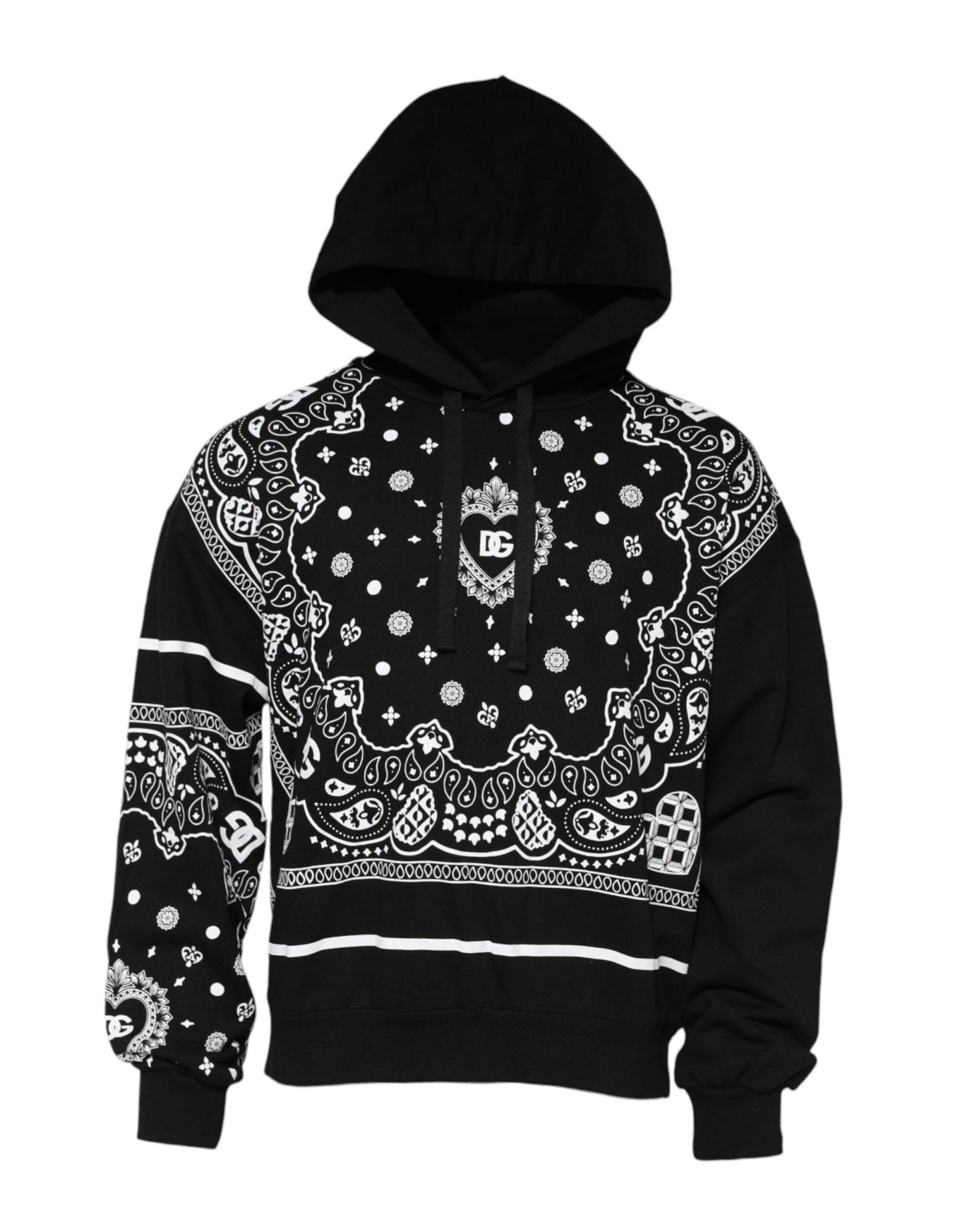Dolce & Gabbana Black Bandana Hooded Men Sweatshirt Sweater - Le schmidt