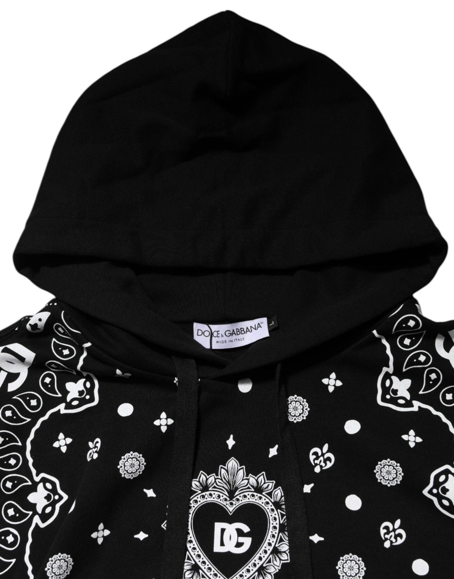 Dolce & Gabbana Black Bandana Hooded Men Sweatshirt Sweater - Le schmidt
