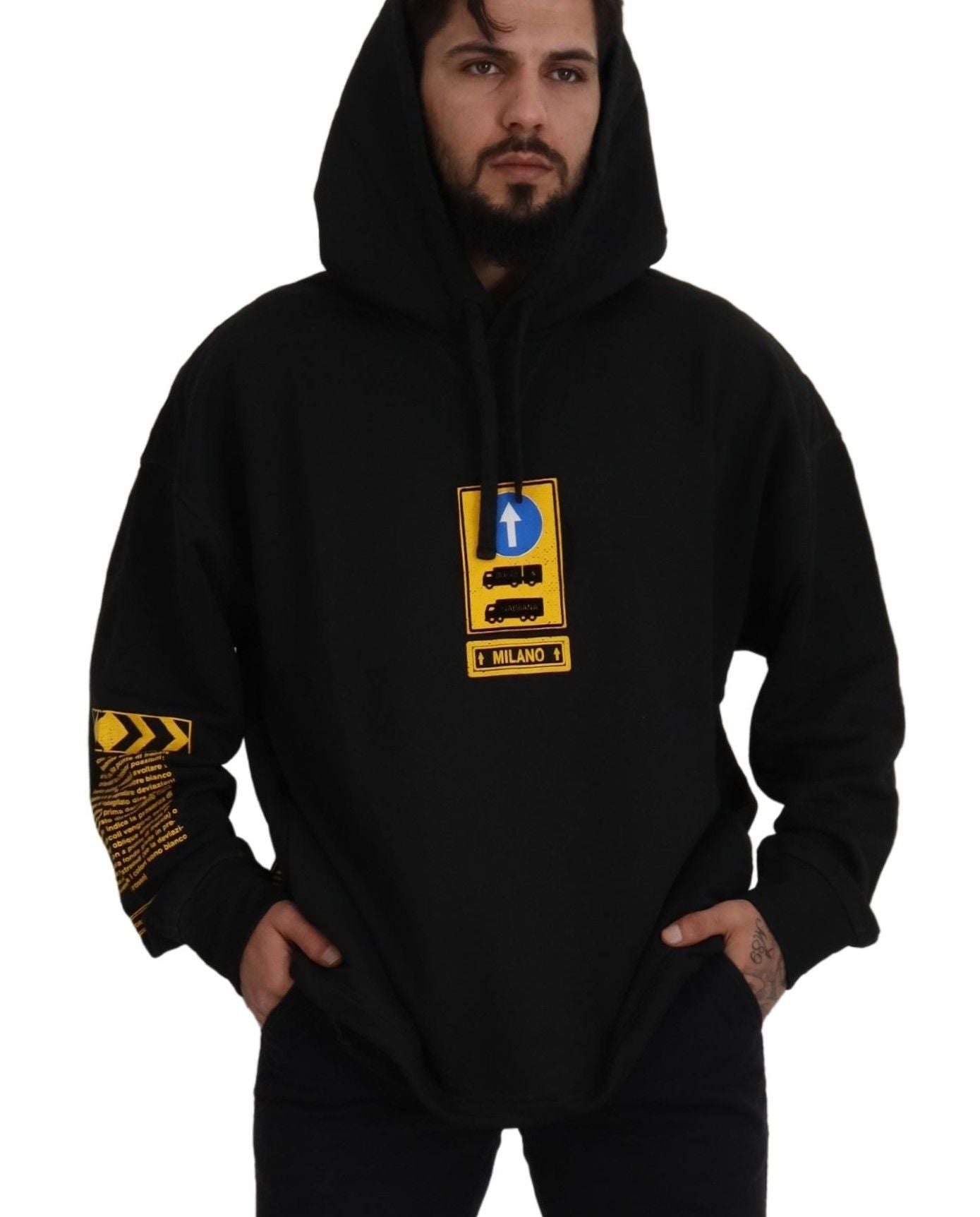 Dolce & Gabbana Black Cotton Hooded DG Shield Pullover Sweater - Le schmidt
