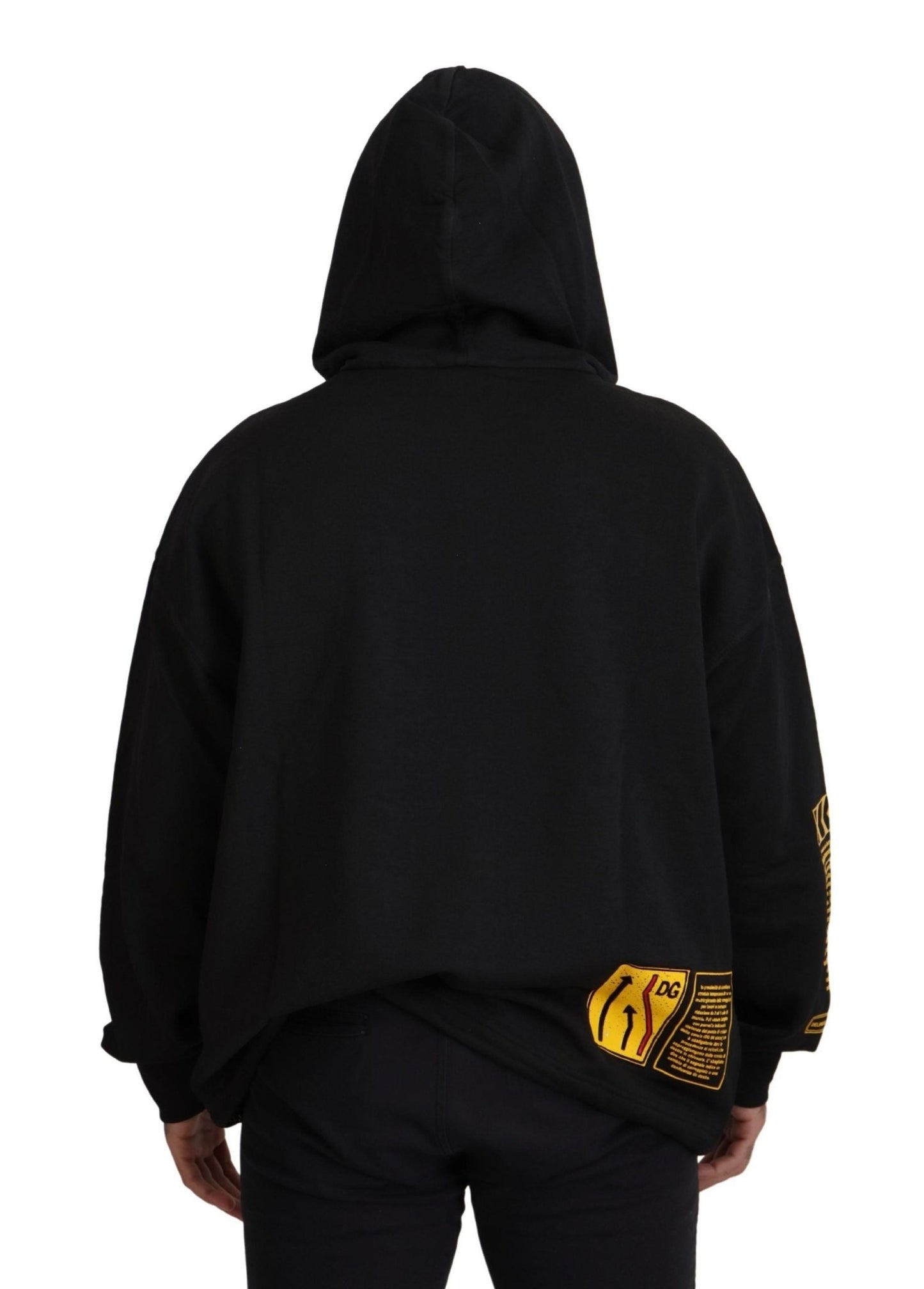 Dolce & Gabbana Black Cotton Hooded DG Shield Pullover Sweater - Le schmidt