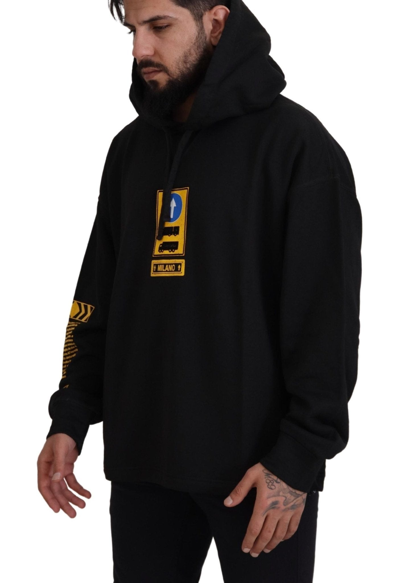 Dolce & Gabbana Black Cotton Hooded DG Shield Pullover Sweater - Le schmidt