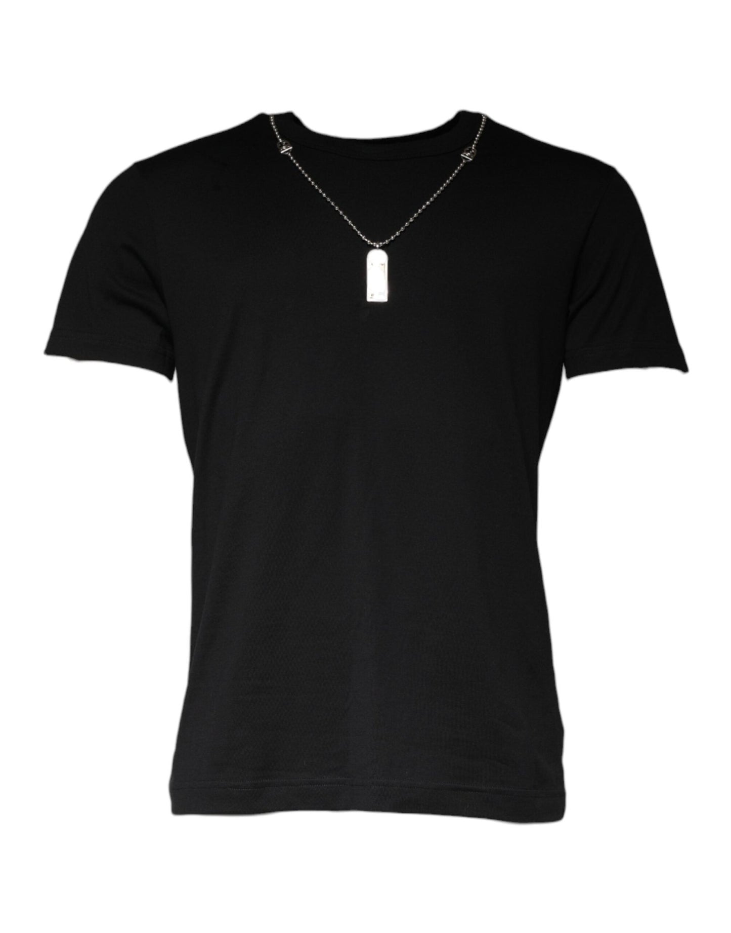 Dolce & Gabbana Black Cotton Necklace Embellished T-shirt - Le schmidt