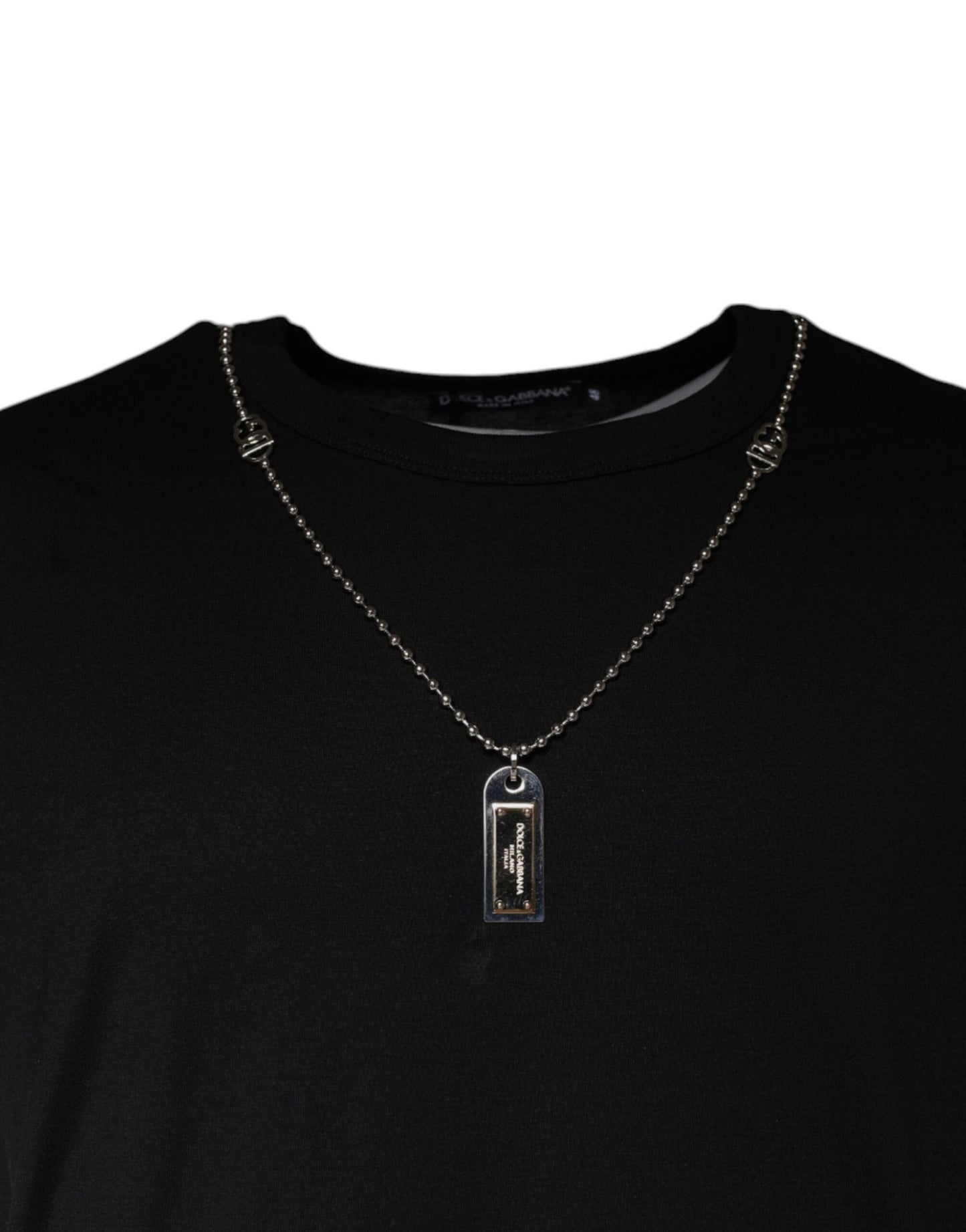 Dolce & Gabbana Black Cotton Necklace Embellished T-shirt - Le schmidt