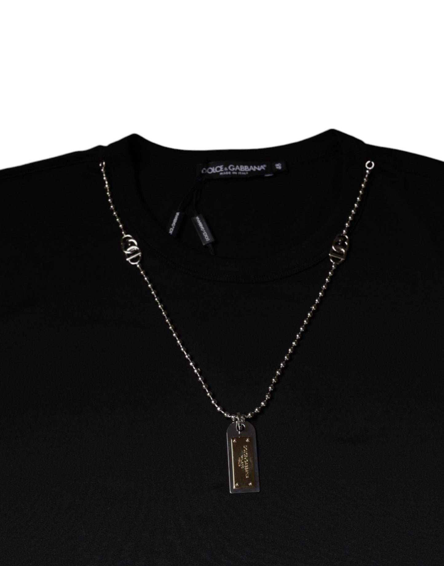 Dolce & Gabbana Black Cotton Necklace Embellished T-shirt - Le schmidt