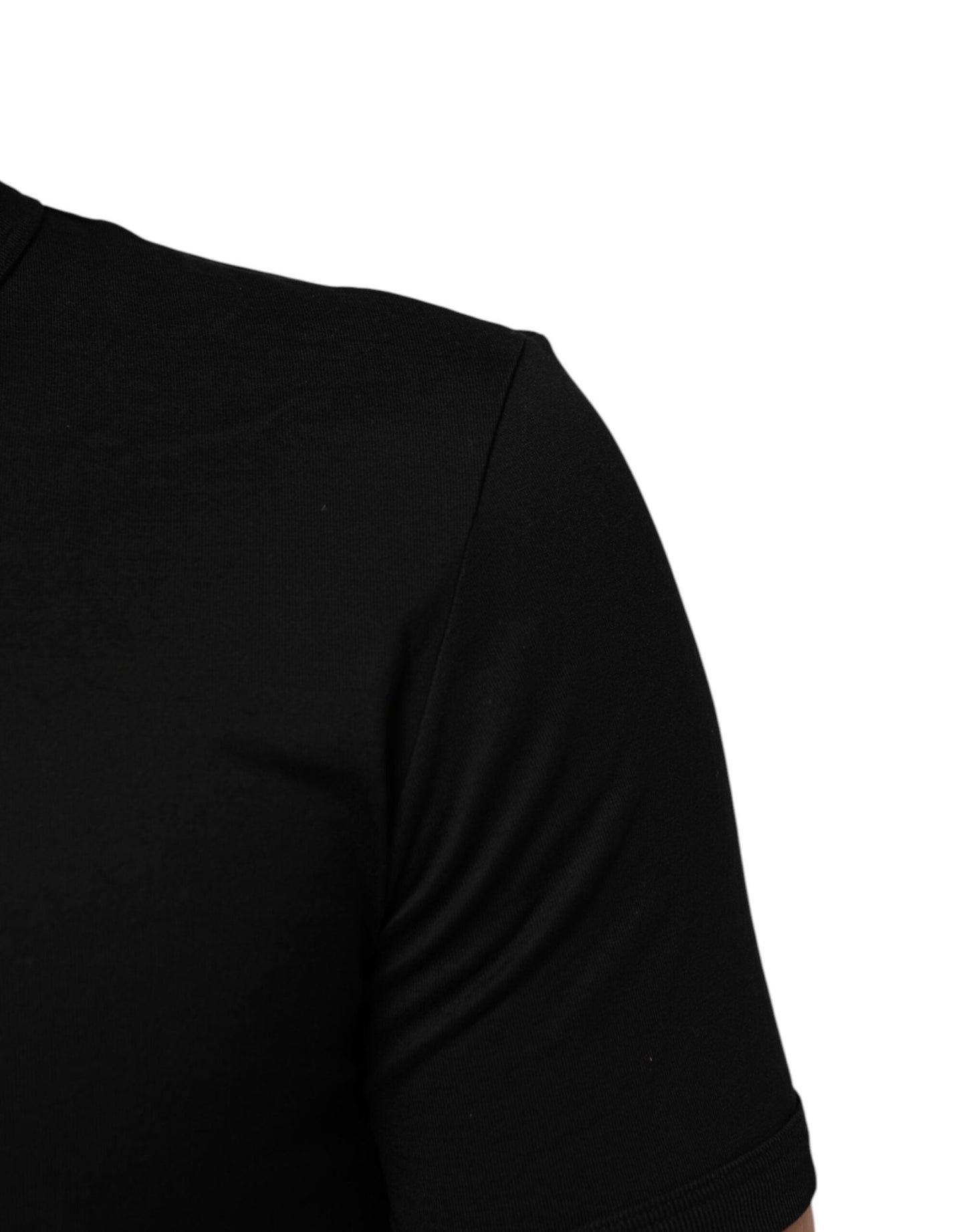 Dolce & Gabbana Black Cotton Plain V - Neck Men Shirt T-shirt - Le schmidt