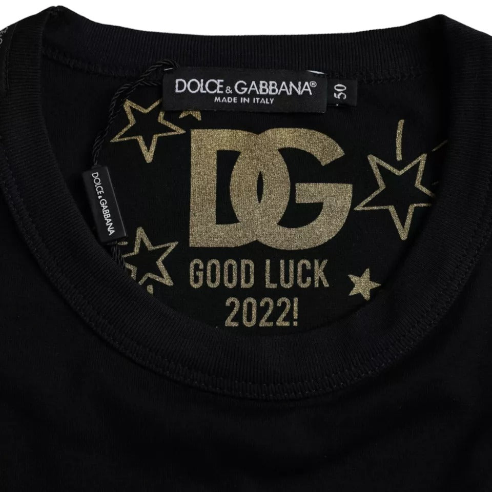 Dolce & Gabbana Black Cotton Round Neck Short Sleeves Men T-shirt - Le schmidt