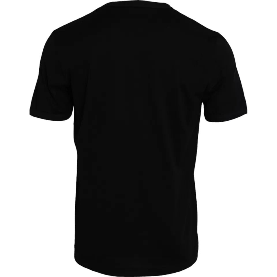 Dolce & Gabbana Black Cotton Round Neck Short Sleeves Men T-shirt - Le schmidt