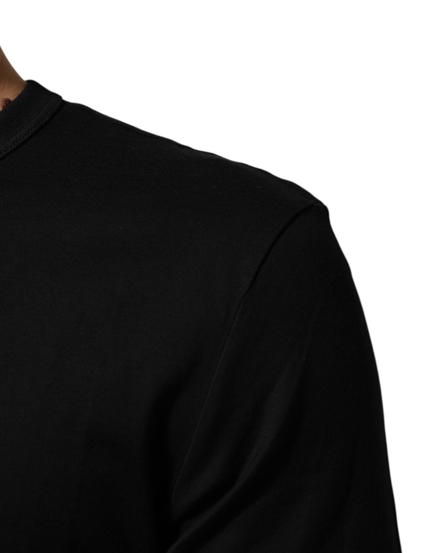 Dolce & Gabbana Black Cotton Velvet Logo Print Men T-shirt - Le schmidt