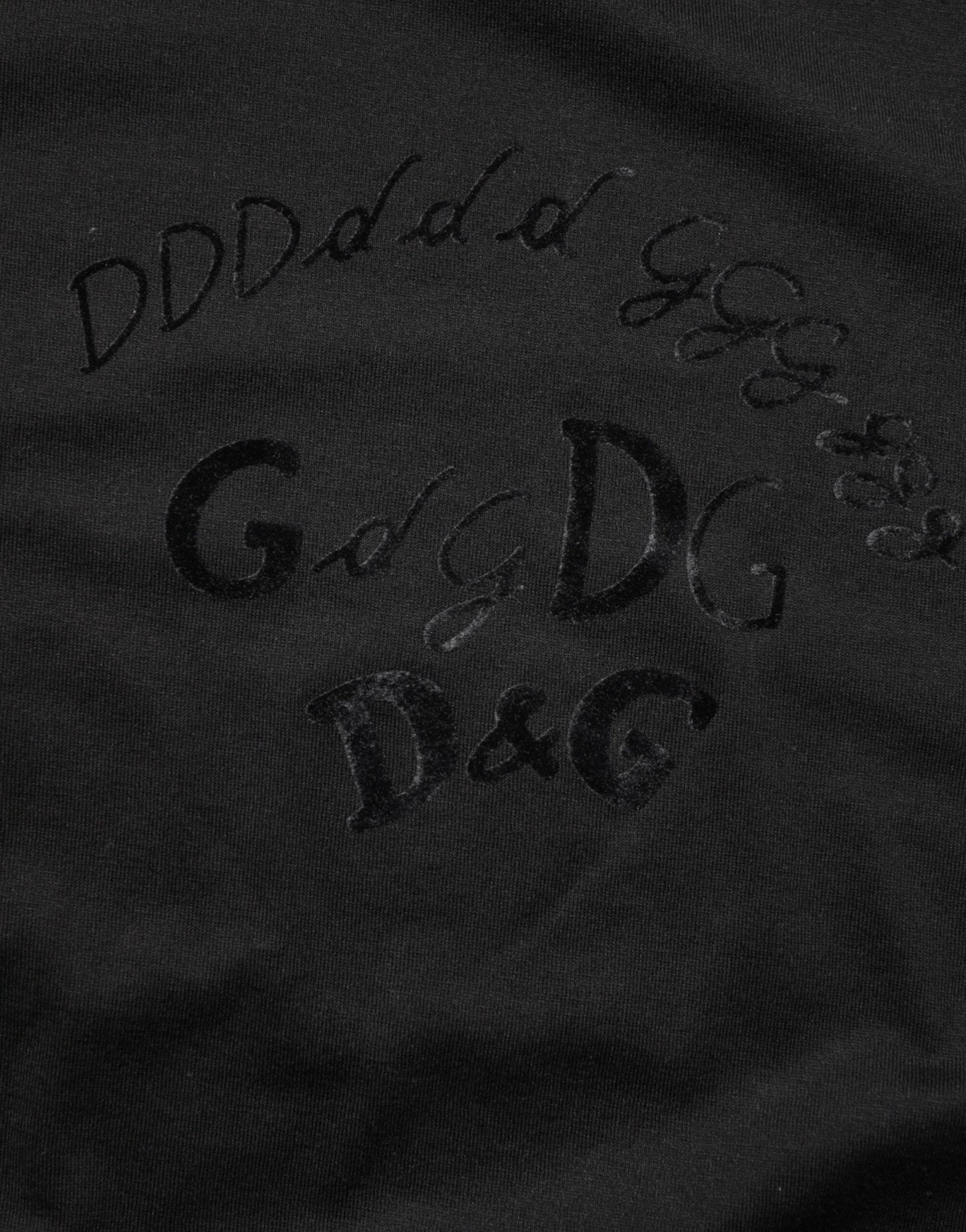 Dolce & Gabbana Black Cotton Velvet Logo Print Men T-shirt - Le schmidt