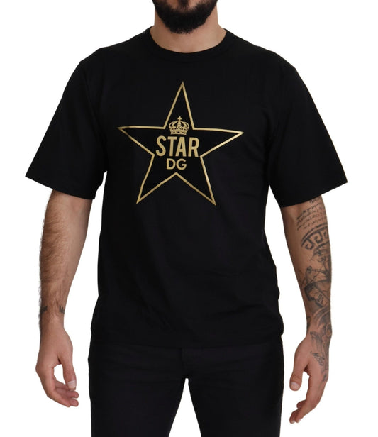 Dolce & Gabbana Black Gold STAR Crown DG Cotton Crewneck T-shirt - Le schmidt