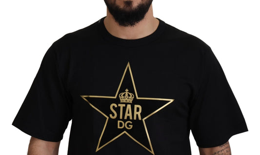 Dolce & Gabbana Black Gold STAR Crown DG Cotton Crewneck T-shirt - Le schmidt