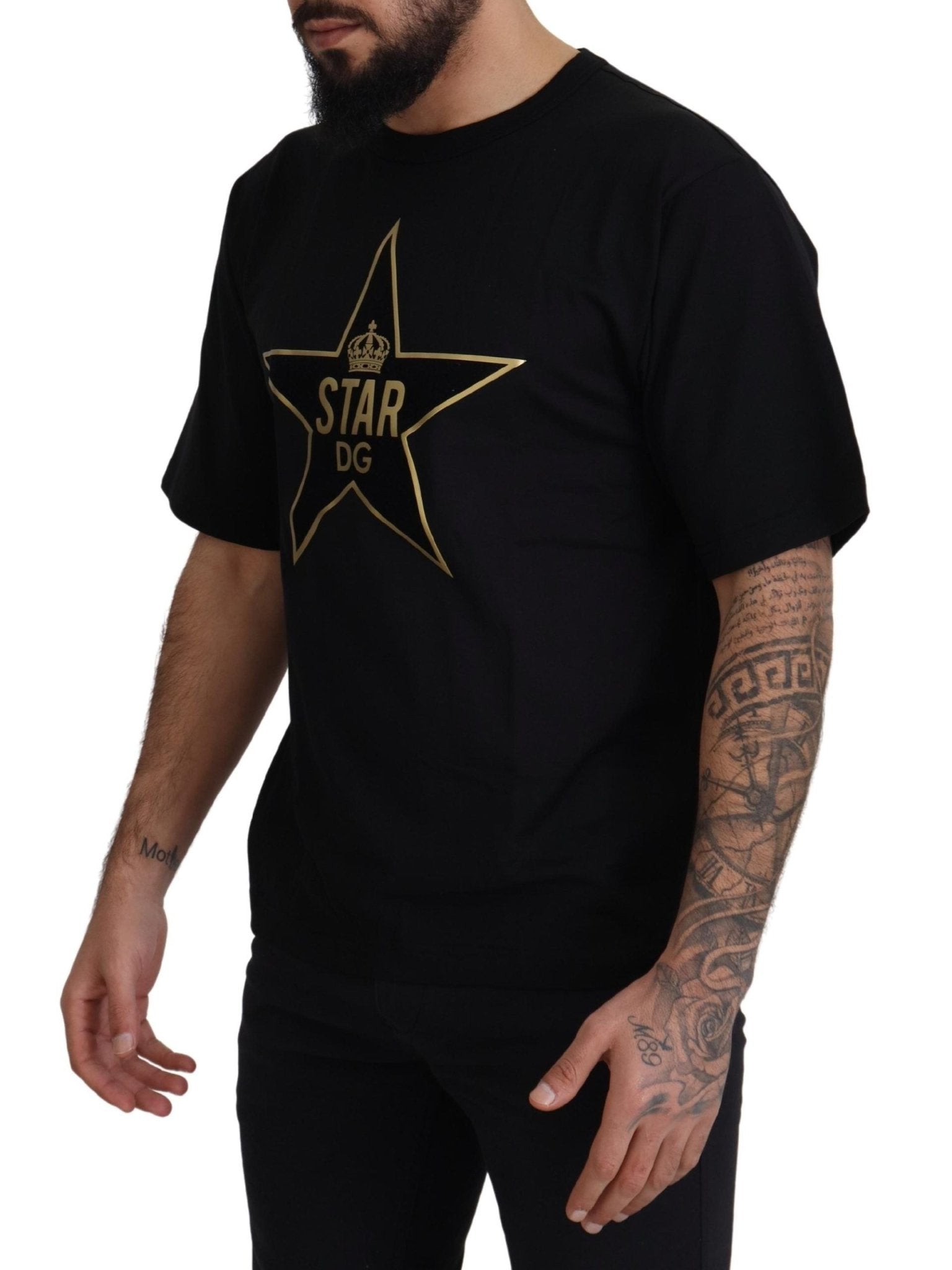 Dolce & Gabbana Black Gold STAR Crown DG Cotton Crewneck T-shirt - Le schmidt