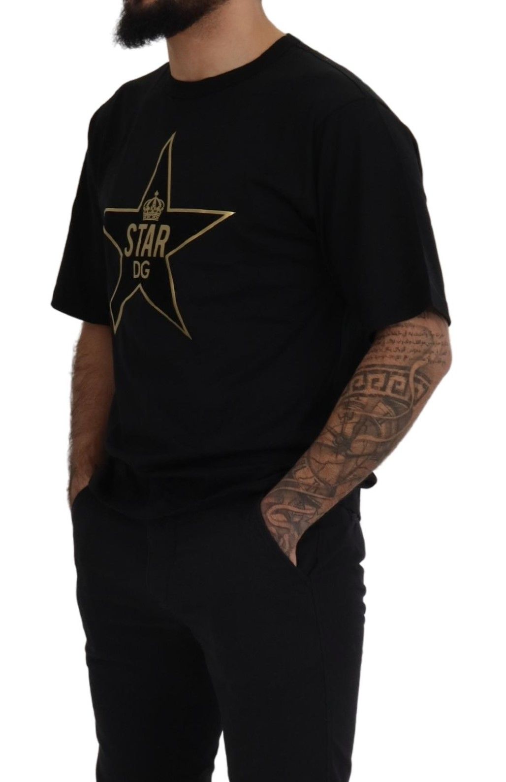 Dolce & Gabbana Black Gold STAR Crown DG Cotton Crewneck T-shirt - Le schmidt
