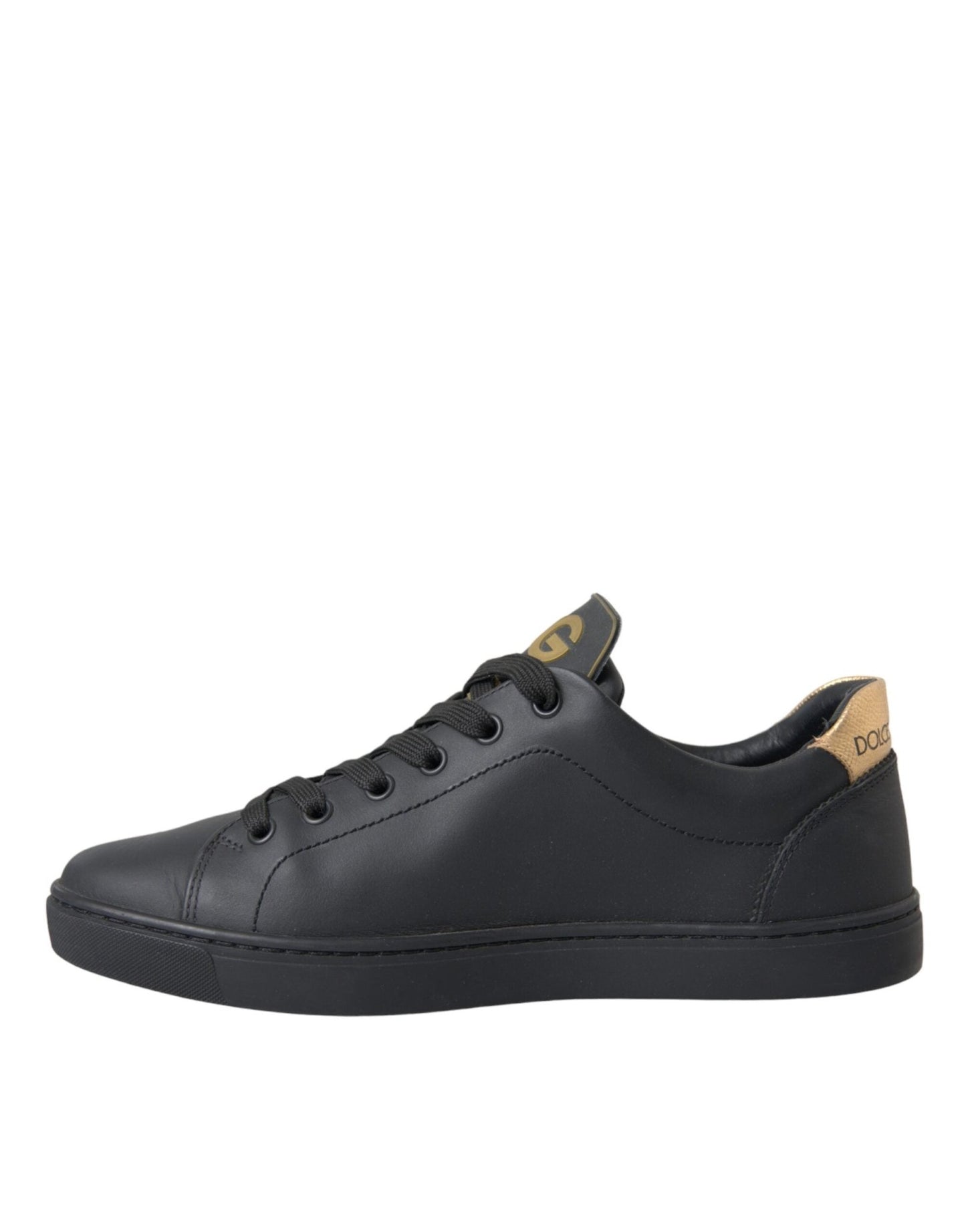 Dolce & Gabbana Black Leather Heart Embellished Sneakers Shoes - Le schmidt