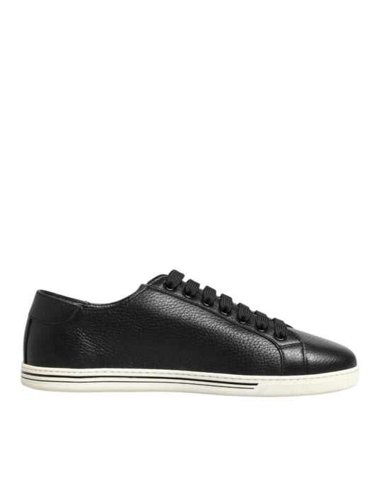 Dolce & Gabbana Black Leather Lace Up Low Top Sneakers Shoes - Le schmidt